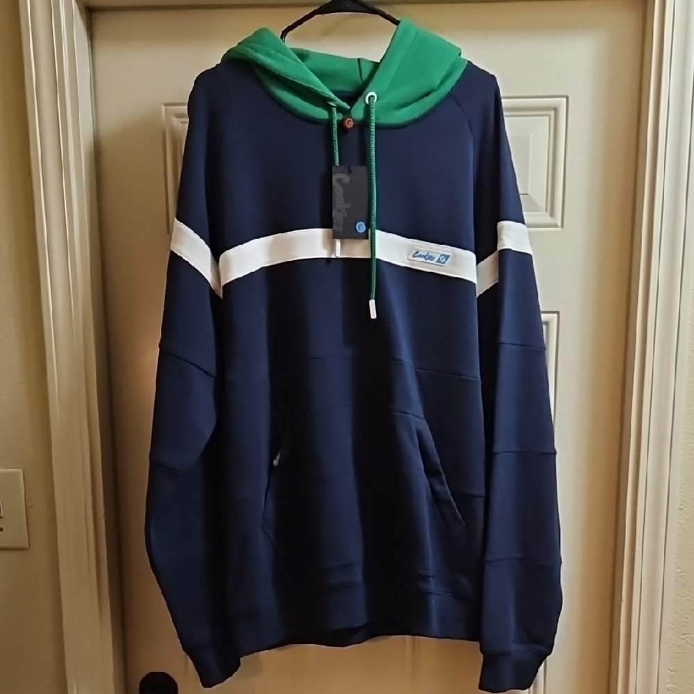 Cookies Navy and Green Hoodie with White Stripe